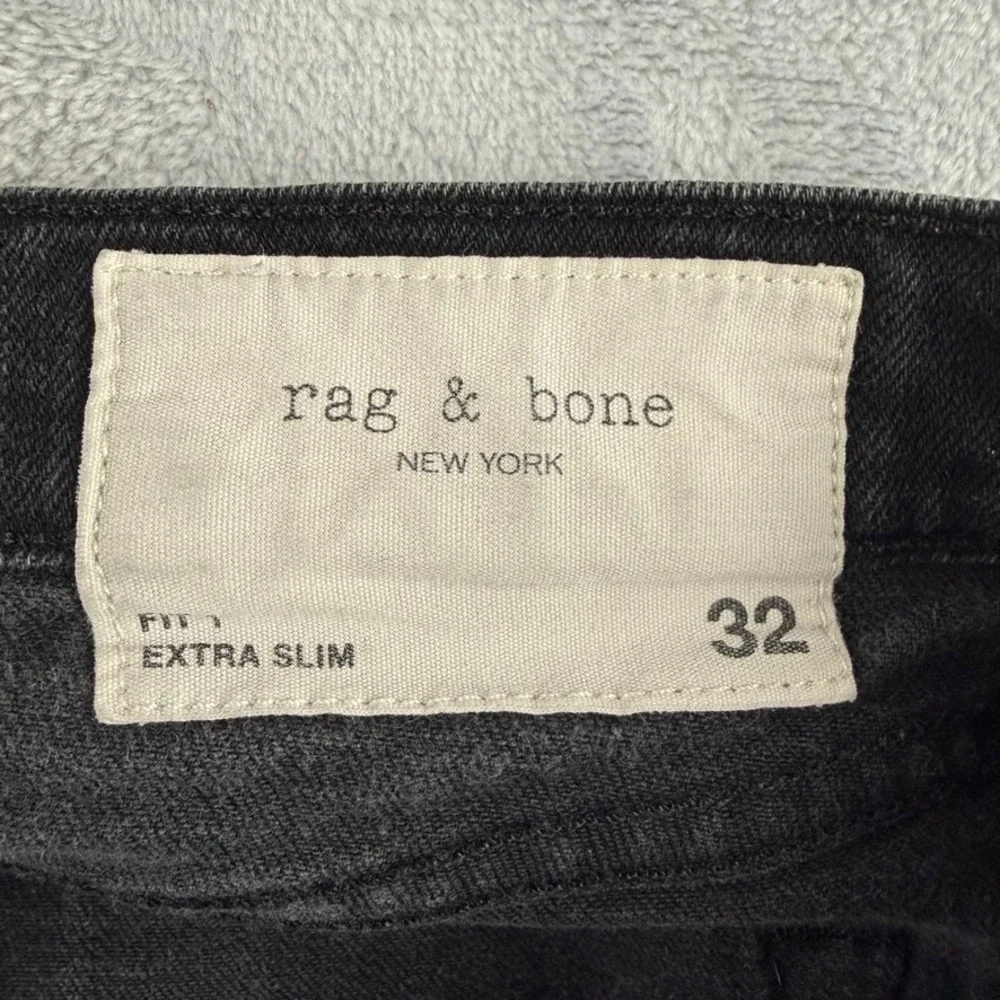 Rag & Bone Jeans Mens 32 Black Fit 1 Extra Slim Distressed Denim